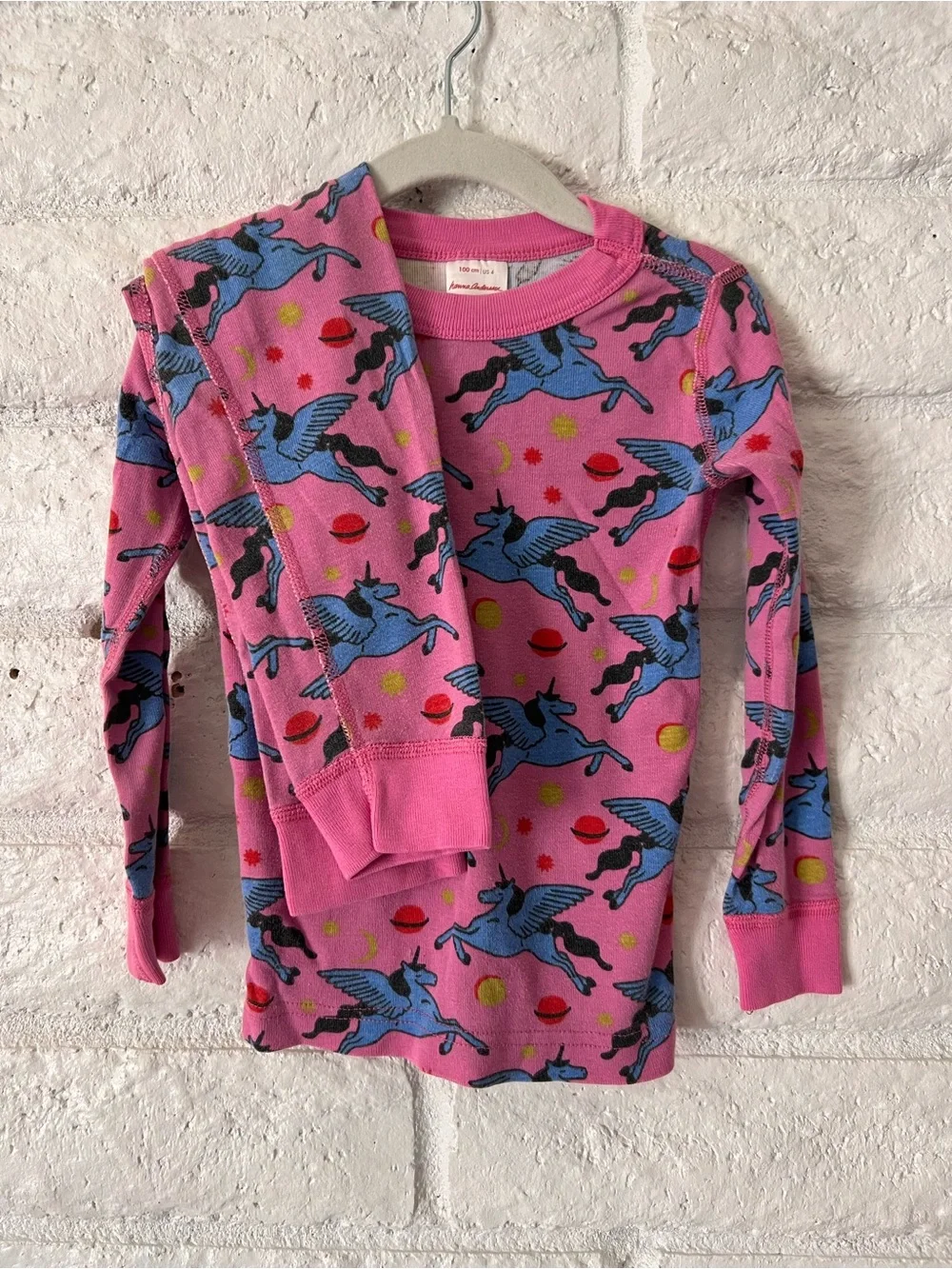 Pink Unicorn Print Kids Long-Sleeve PJs